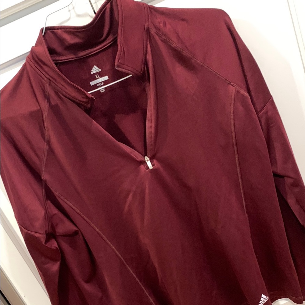 Adidas Women's Maroon Golf Top. Front zip. Soft. Size XL
